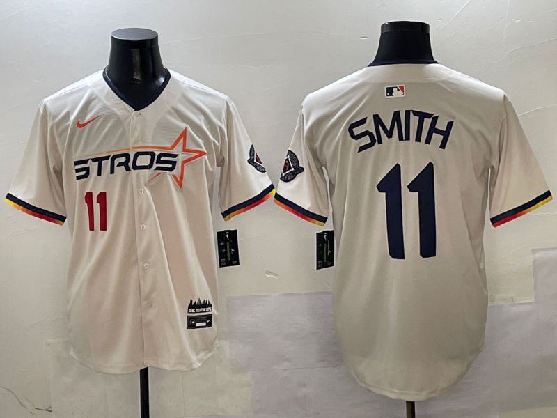 Men Houston Astros #11 Smith Cream three generations Joint Name Nike 2025 MLB Jersey style 2->houston astros->MLB Jersey